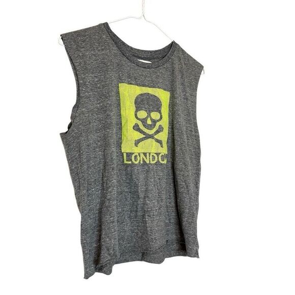Soul Cycle London Skull Print Heather Crew Neck Muscle Tank Top Gray Medium - Picture 2 of 5